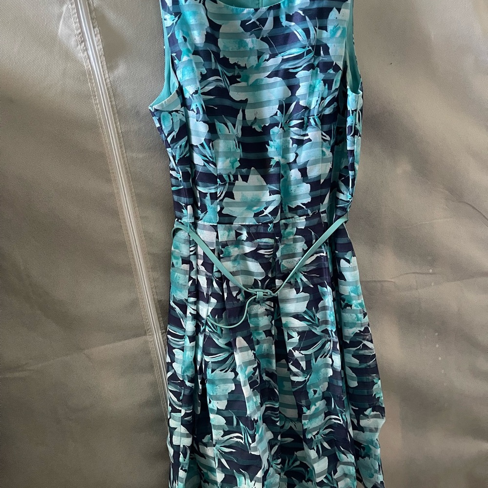 R&K Blue and Green Floral Midi Dress